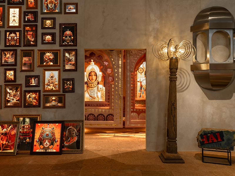 Indian Cultural Art Exhibition Display with Framed Portraits - Beautiful Homes